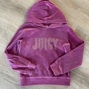 cy Couture Pink Velour Bling Zip Hoodie Girls 8/10 Excellent